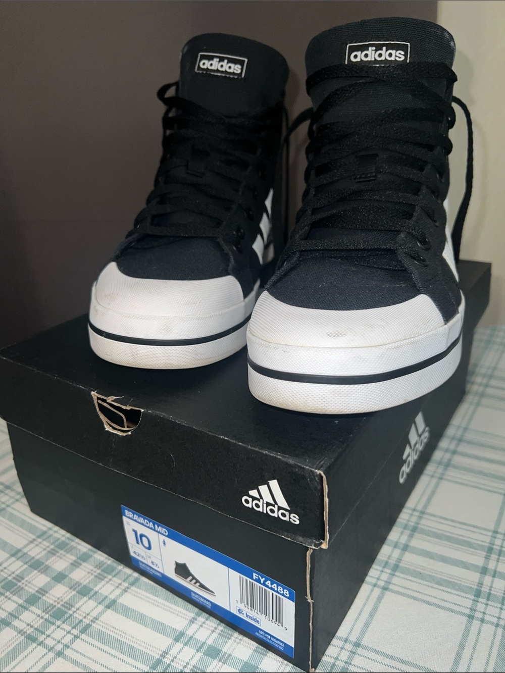adidas Women’s Black and White High-Top Canvas Sneakers